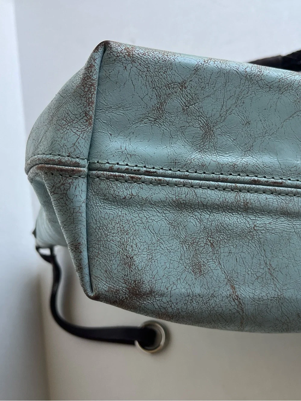 Henri Lou Turquoise Distressed Leather Boho Western Hobo Shoulder Bag
